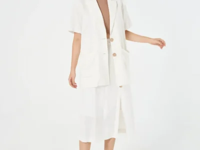 Áo Khoác Dạ Kẻ Nữ 2 Lớp Cổ Vest Dáng Ngắn