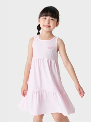 Váy liền bé gái cổ tròn sát nách có hình in