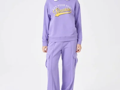 Áo Nỉ Nữ Phối Lá Cổ Dáng Relax